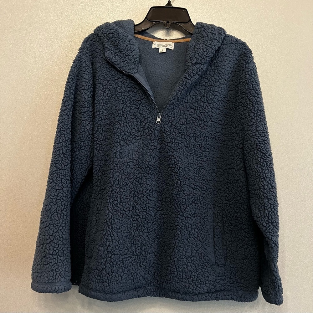 Koolaburra by UGG Womens‎ Large Blue Sherpa 1/4 Zip Pullover Jacket